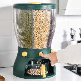 Achat _ Distributeur De Céréales Rotation Seau D'Aliments Secs pour Cuisine Multi Compartiments 10Kg
