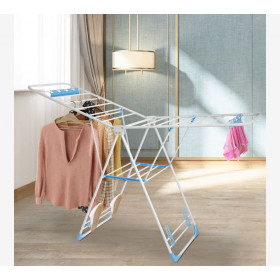 Séchoir à Linge Réglable, Blanc/Bleu, Taille dépliée (Etendoir): 138 x 90.5 x 51 cm (54.3 x 35.6 x 20 inch)