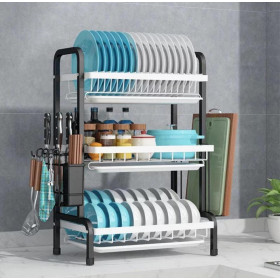 Achat _ Égouttoir à Vaisselle avec Plateau d'égouttement, 3 étages Grand égouttoir à Vaisselle