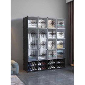 ARMOIRE EN PLASTIQUE AVEC RANGEMENT CHAUSSURE NOIR ET BLANC