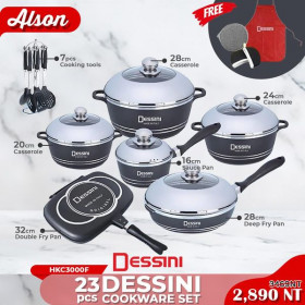 Ensemble 23 pièces batterie de cuisine antiadhésive casserole en aluminium