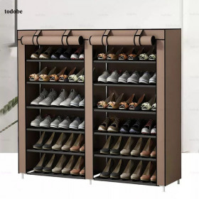 Rangement en tissu empilables 36 paires marron