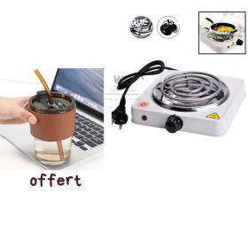 Réchaud électrique portable + Tasse en verre avec pipette offert