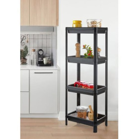 Étagère De Rangement En Plastique Démontable-Noir-4 Etagères-36cmx23cmx100cm