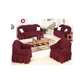 Housse extensible pour canapé et fauteuil, en velours, noire, décorative, pour salon