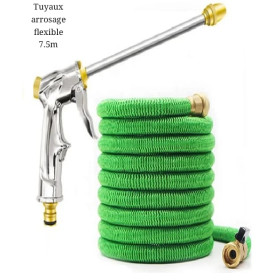 Tuyau d'arrosage télescopique flexible en plastique 7,5m