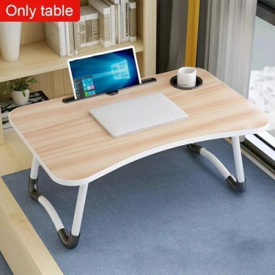 Table d'ordinateur portable en bois pliable avec rangement