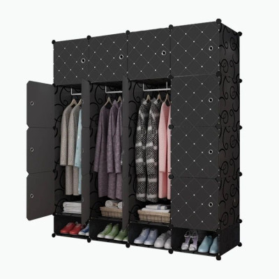 Armoire Penderie - Cube Montable et démontable 4 battants plus range chaussure