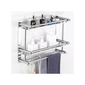 Étagère à serviettes murale sans poinçon de salle de bain, organisateur de rangement