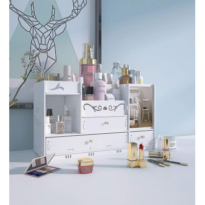 BOÎTE À COSMÉTIQUES EN BOIS ET PLASTIQUE