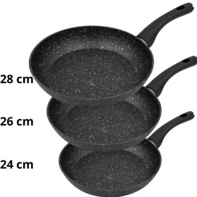 Set de 3 pcs Poêles 20/24/ 28 cm en pierre intérieur extérieur