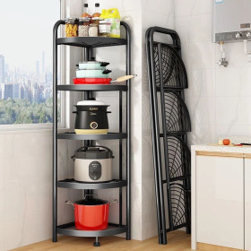 Étagères d'angle Étagère d'angle Pliante en Métal À 5 Niveaux，étagère d'angle pour La Cuisine,