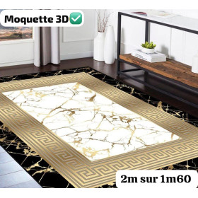 Tapis décoratif de salon Beau motif paon bleu et floral 2M sur 1M60