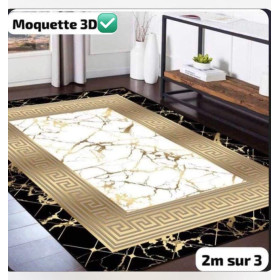 Tapis décoratif de salon Beau motif paon bleu et floral 2M sur 3M
