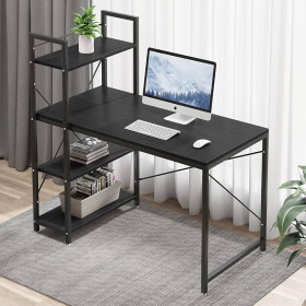 Bureau d'ordinateur avec 4 étagères à niveaux, table d'écriture d'étude de 47 pouces pour bureau à domicile