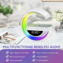 Lampe LED Intelligente, Horloge, Charge Rapide Sans Fil, Haut Parleur Bluetooth