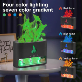 humidificateur avec effet de flamme, pierre de sel en cristal, lumière d'ambiance colorée