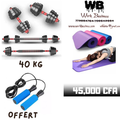 Ensemble Haltères réglables/poids différents à sélectionnés  / 40 kg .Couleurs (Noir)
