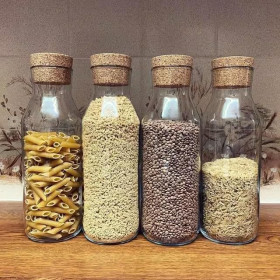 Lot de 4 carafes en verre transparent avec bouchon en liège