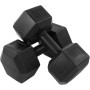2 poids à main de 5 kg avec revêtement en caoutchouc hexagonal pour la maison