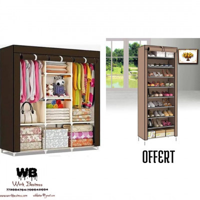 ACHAT Pack armoire 3 battants en tissus avec rangement chaussures