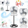 Ventilateur 3 en 1 au 3 positions:sur Pied,Multi Fixation,Posable ou Mural