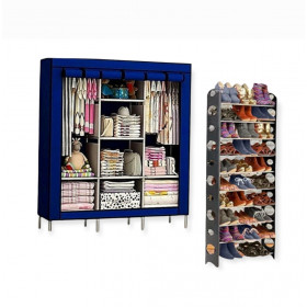 Achat_pack de rangement 3 Battants en tissus plus rangement chaussures 10 étagères