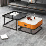 Table Basse Carrée Or Ensemble De 2 Tables Basses en Verre avec Cadre en Métal