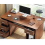 bureau pour ordinateur naturel 4 tiroirs, plateau pour clavier, rangement pour unité centrale