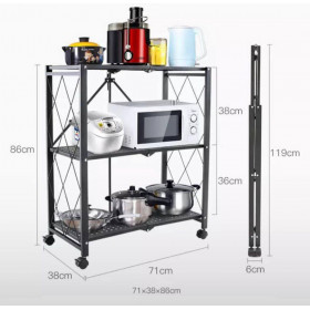 Meuble de Rangement Etagère 3 niveaux Mobile Etagé