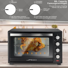 Achat_Mini Four - Capacité 60 L, 2000 W, Minuteur 0-60 min, 100-230°C, 6 Modes de Cuisson, Double Vitrage - Four Électrique