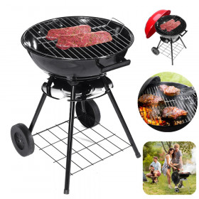 BARBECUE - EN ACIER - AVEC 2 roues _ noir rouge