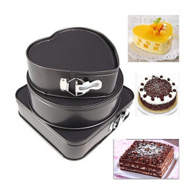 Vente _ Lot de 3 Moules à Gâteaux en Étain en Forme de Carré Rond Cœur