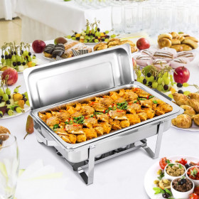 Achat _ Chafing Dish - Chauffe-Plats avec Bac à Eau Couvercle en Acier Inoxydable 11 Litres