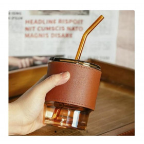 Achat _ Tasse à café,Bouteille d'eau en verre avec couvercle Portable, bulle de café, thé, lait, jus de -350ml